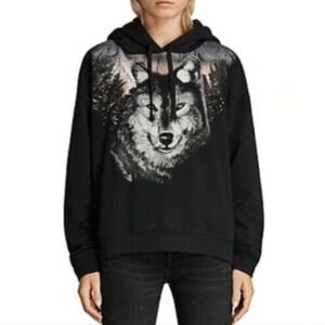 Vintage Allsaints Wolf Graphic Sweater Hoodie Small Unique Cotton